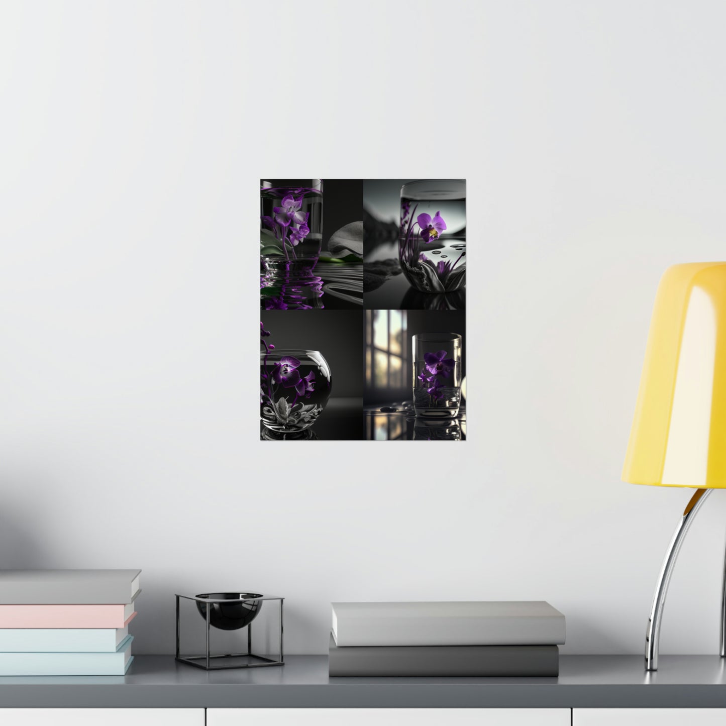 Premium Matte Vertical Posters Purple Orchid Glass vase 5