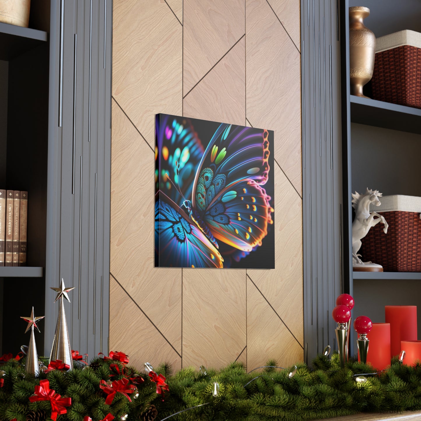 Canvas Gallery Wraps Neon Butterfly Macro 2