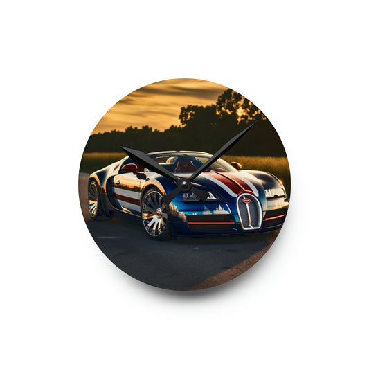 Acrylic Wall Clock Bugatti Flag American 3