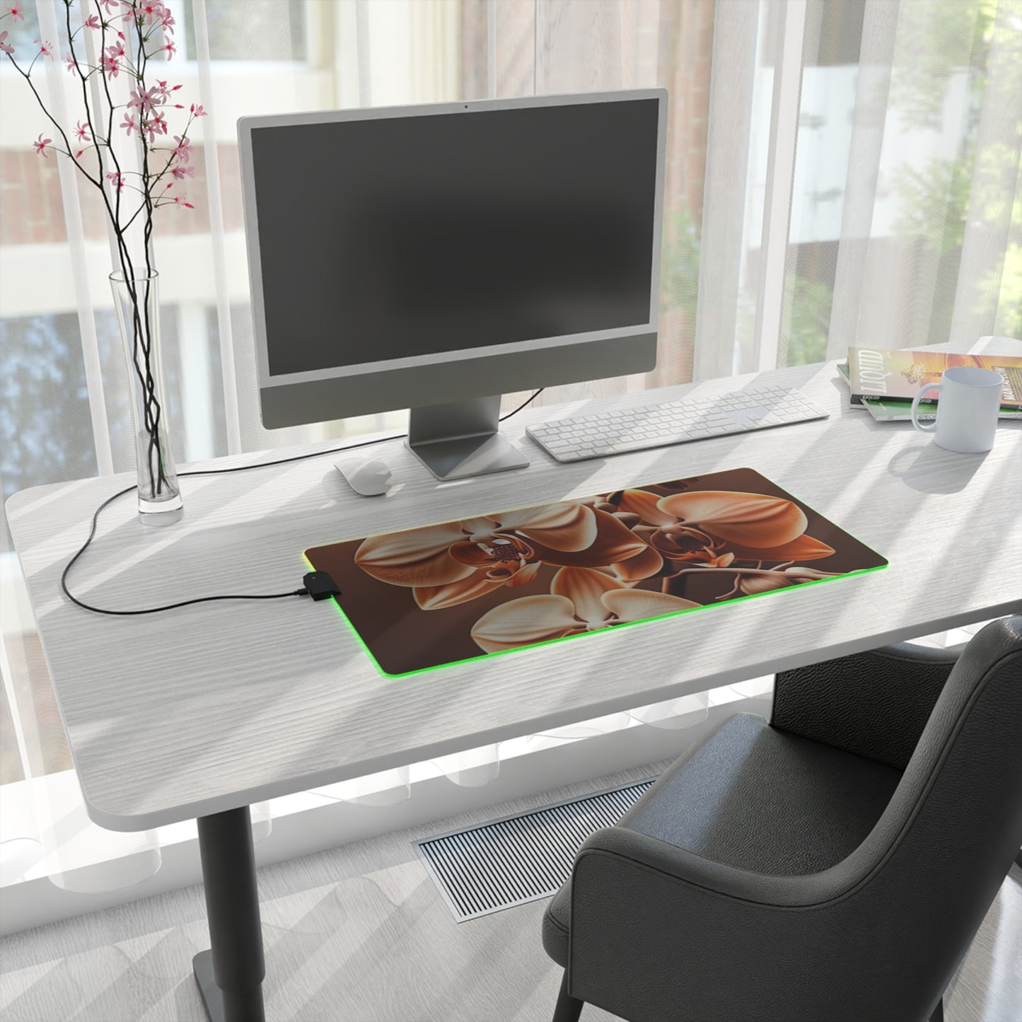 LED Gaming Mouse Pad orchid pedals 3