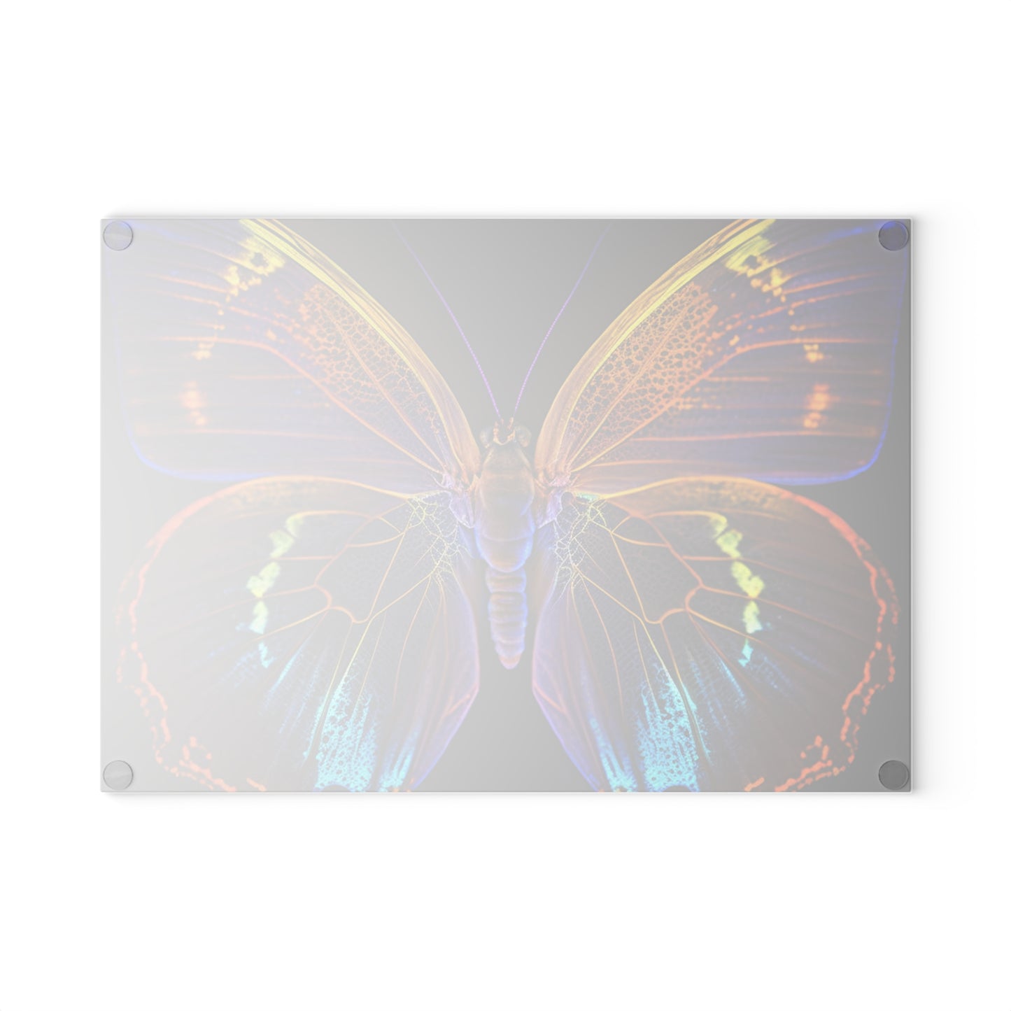 Glass Cutting Board Neon Butterfly Flair 2