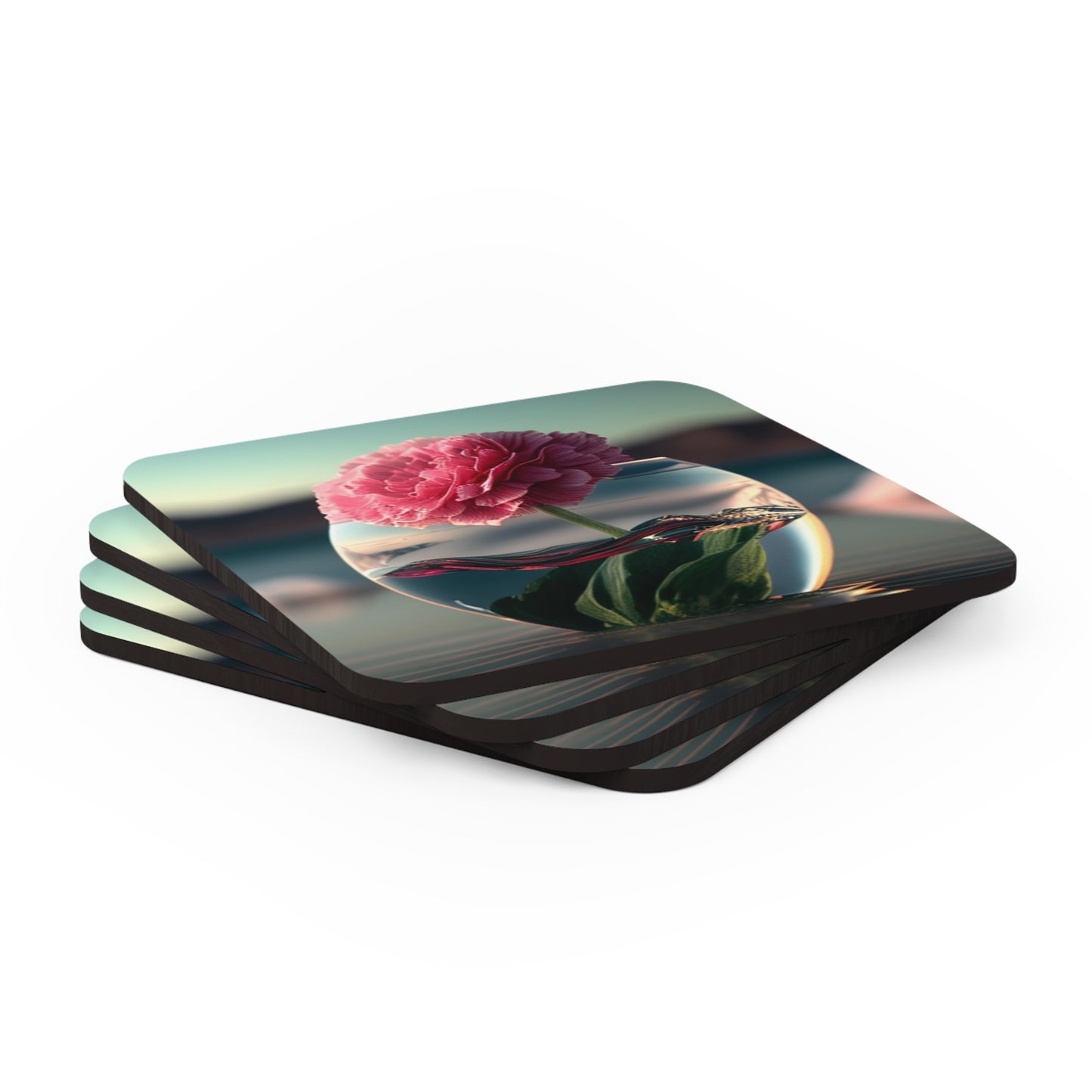 Corkwood Coaster Set Carnation 2