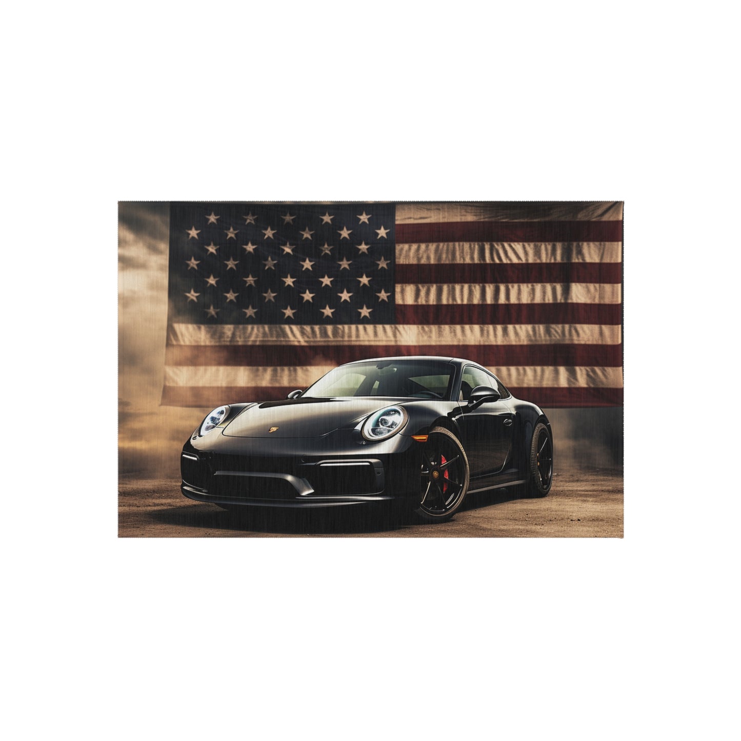 Outdoor Rug  American Flag Background Porsche 4