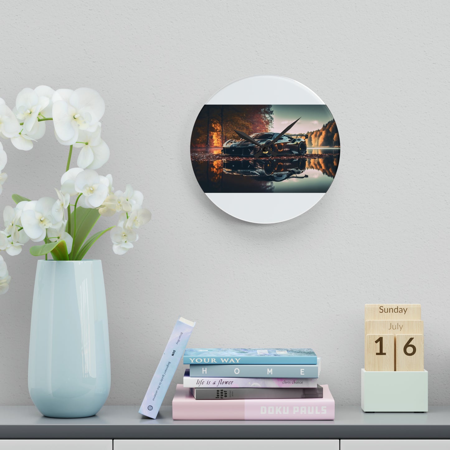 Acrylic Wall Clock Ferrari Lake 1