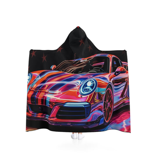 Hooded Blanket American Flag Colored Porsche 2