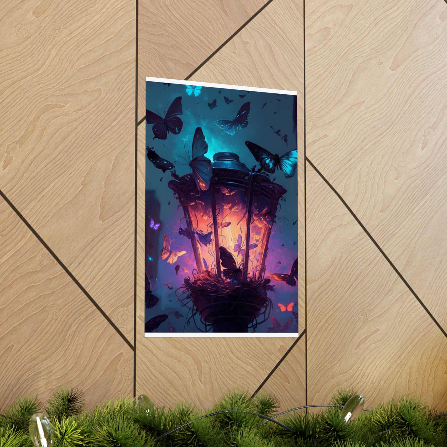 Premium Matte Vertical Posters Street Light Butterfly 3