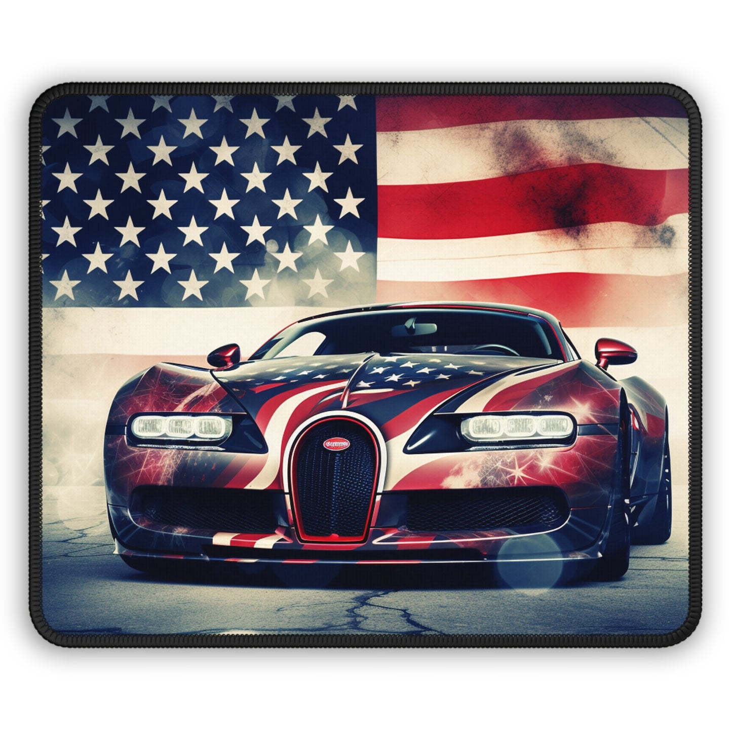 Gaming Mouse Pad  Abstract American Flag Background Bugatti 1