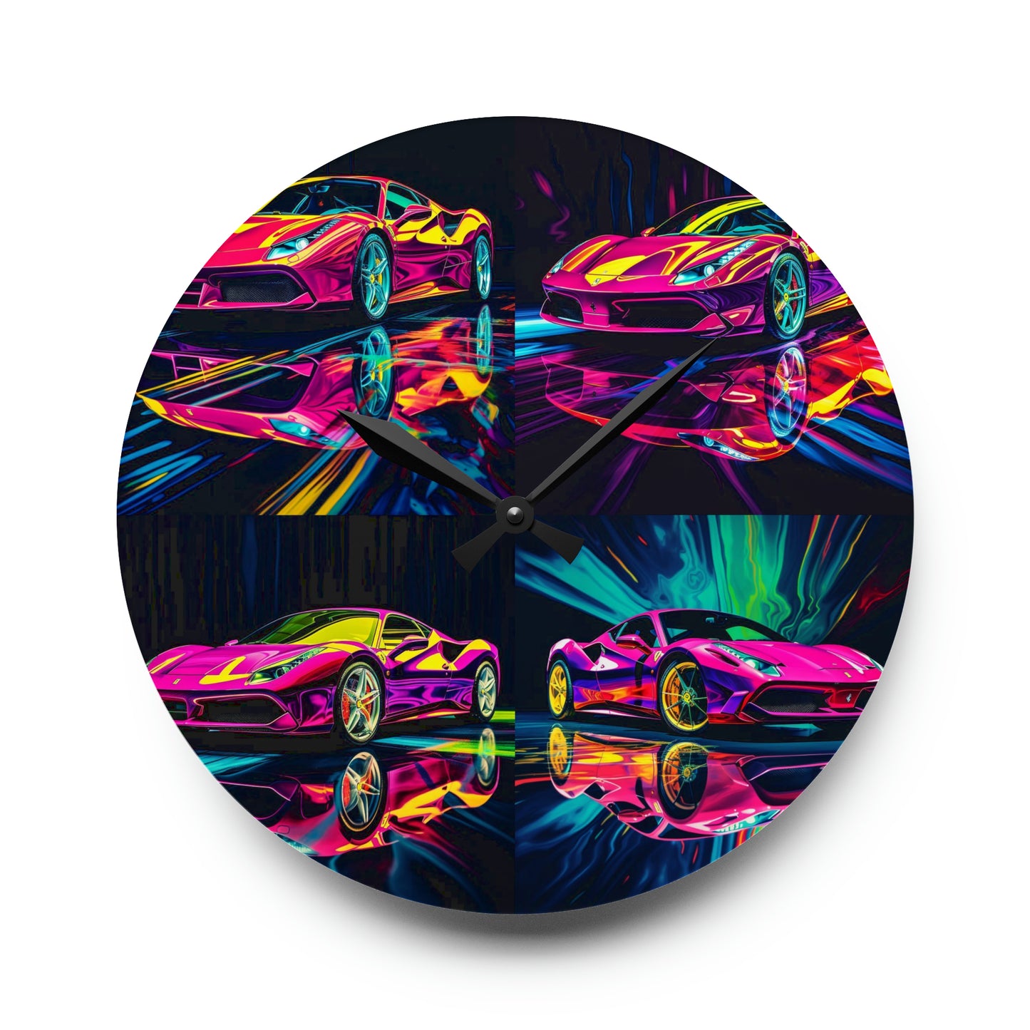 Acrylic Wall Clock Pink Ferrari Macro 5