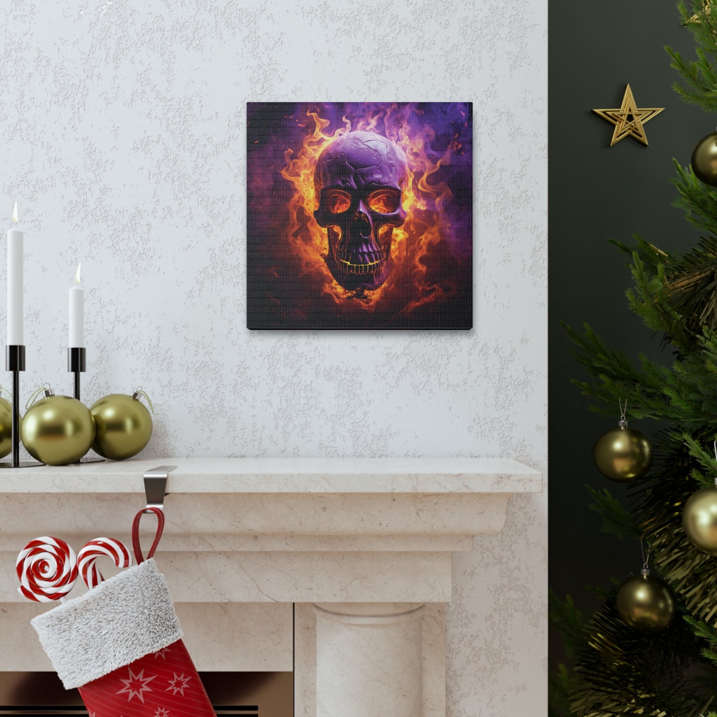 Canvas Gallery Wraps Skull Flames 3