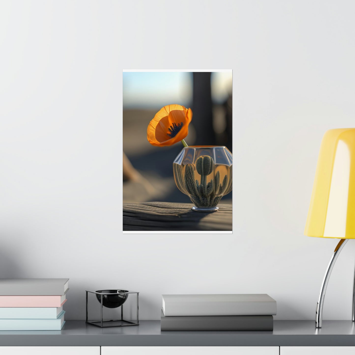 Premium Matte Vertical Posters Orange Poppy in a Vase 2