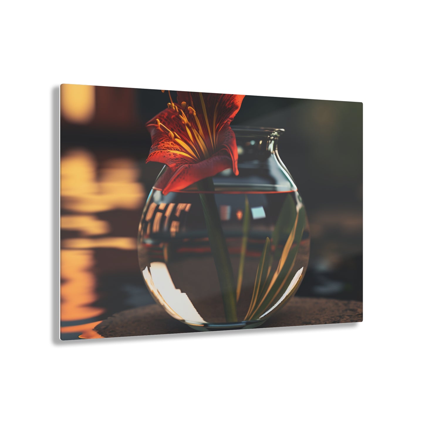 Acrylic Prints Red Lily in a Glass vase 2