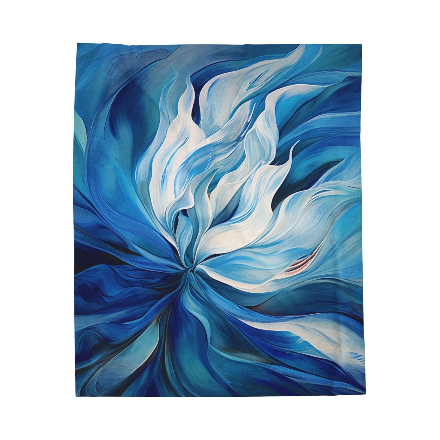 Velveteen Plush Blanket Blue Tluip Abstract 1