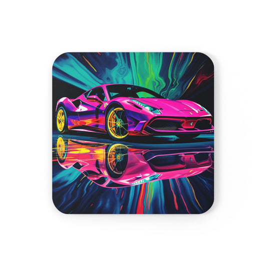 Corkwood Coaster Set Pink Ferrari Macro 4