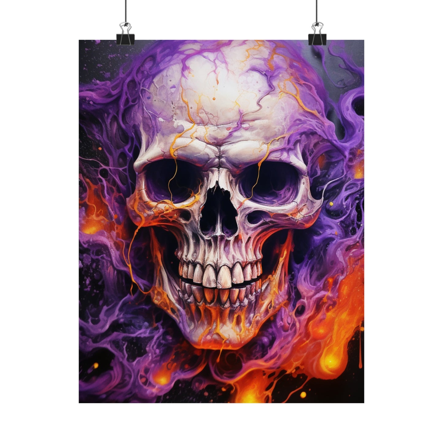 Premium Matte Vertical Posters Skull Flames 2