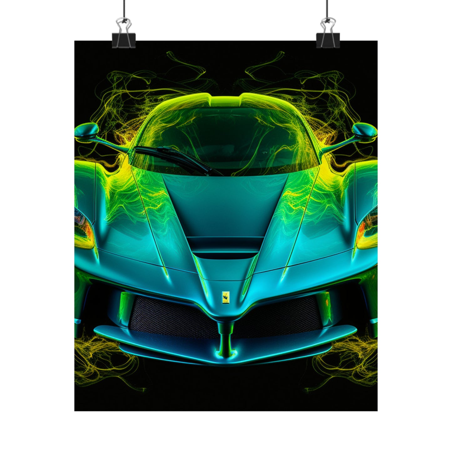 Premium Matte Vertical Posters Ferrari Neon 2