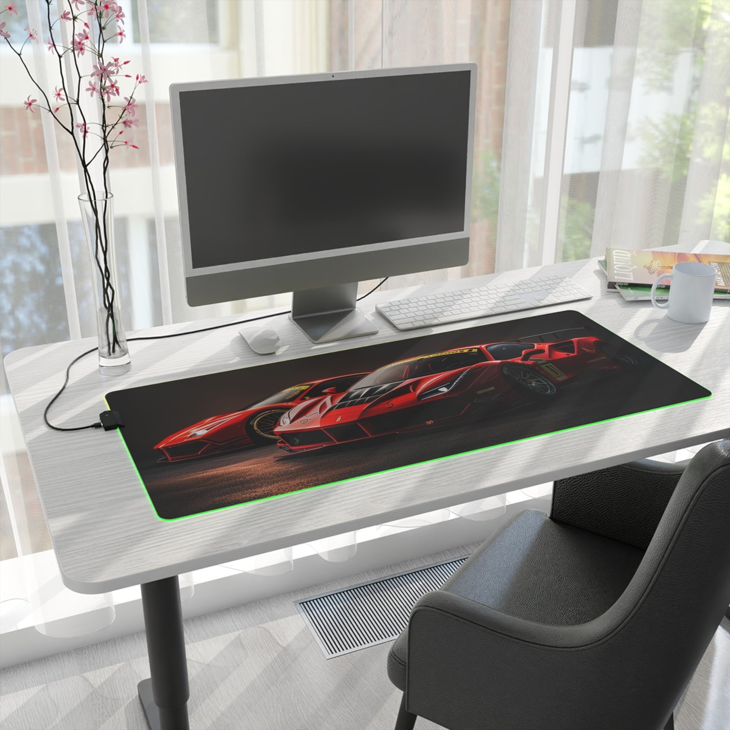 LED Gaming Mouse Pad Ferrari Red 4