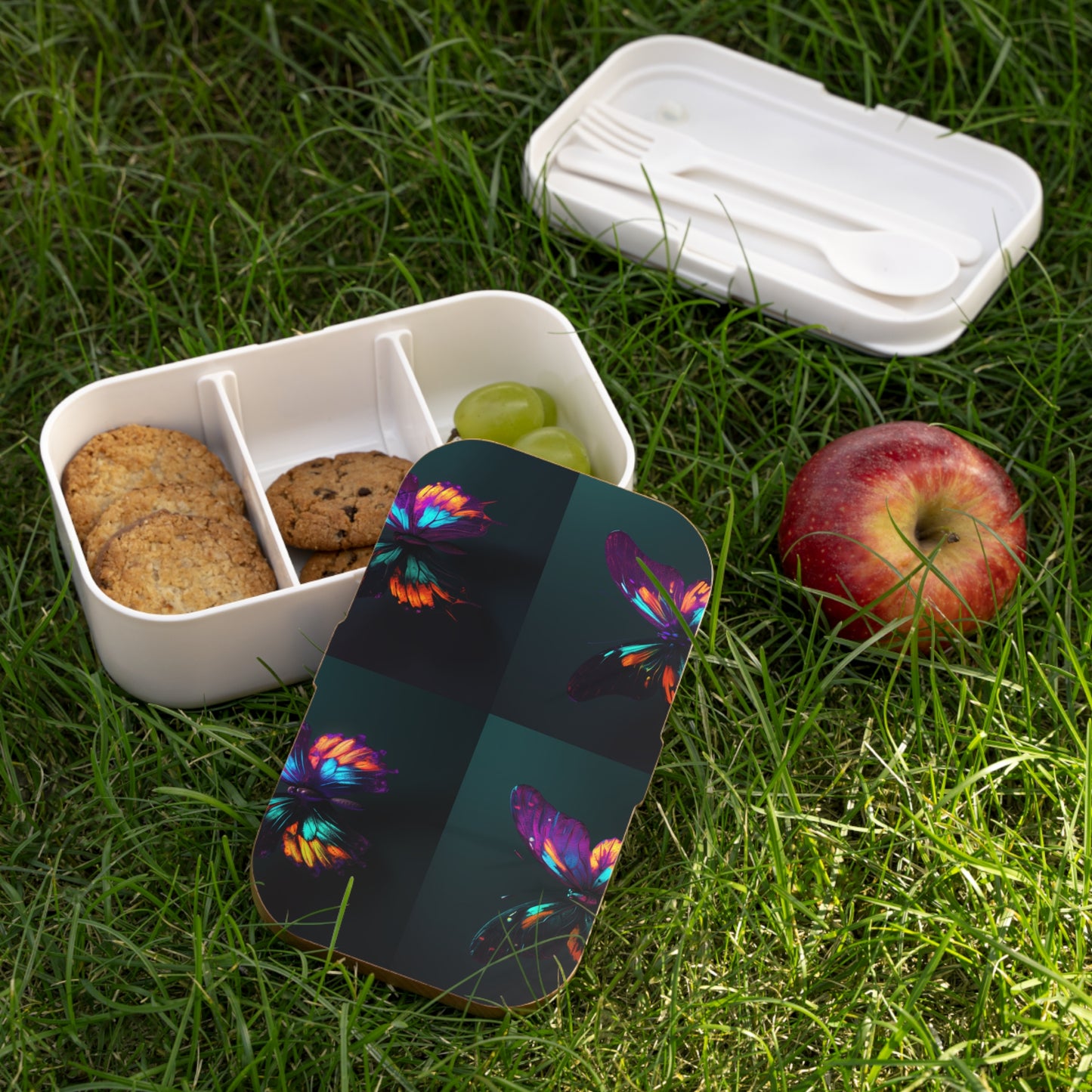 Bento Lunch Box Hyper Colorful Butterfly Purple 5