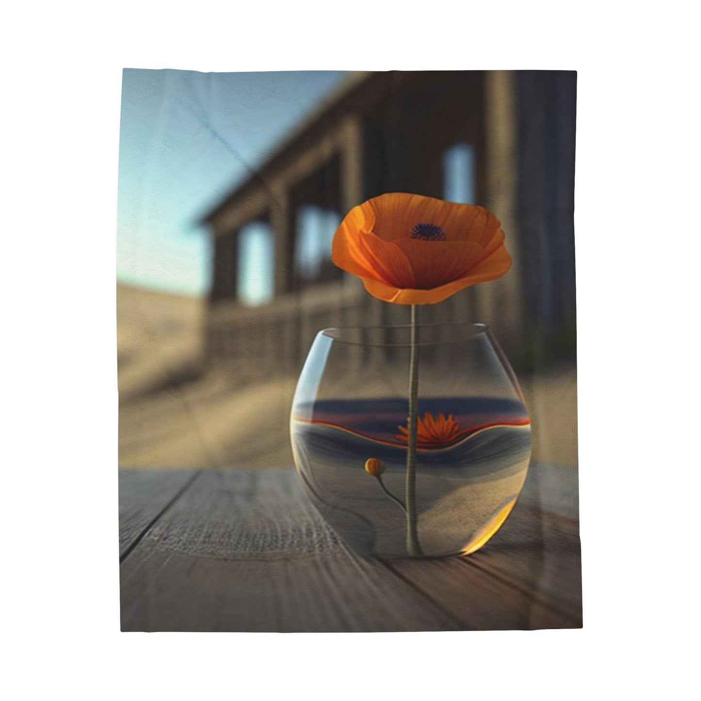 Velveteen Plush Blanket Poppy in a Glass Vase 4