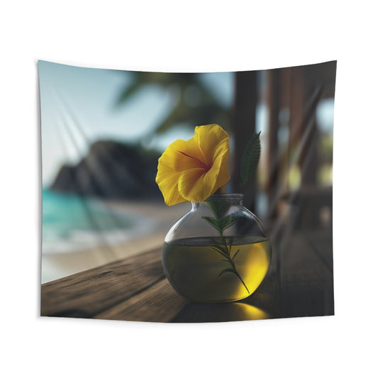 Indoor Wall Tapestries Yellow Hibiscus Wood 3
