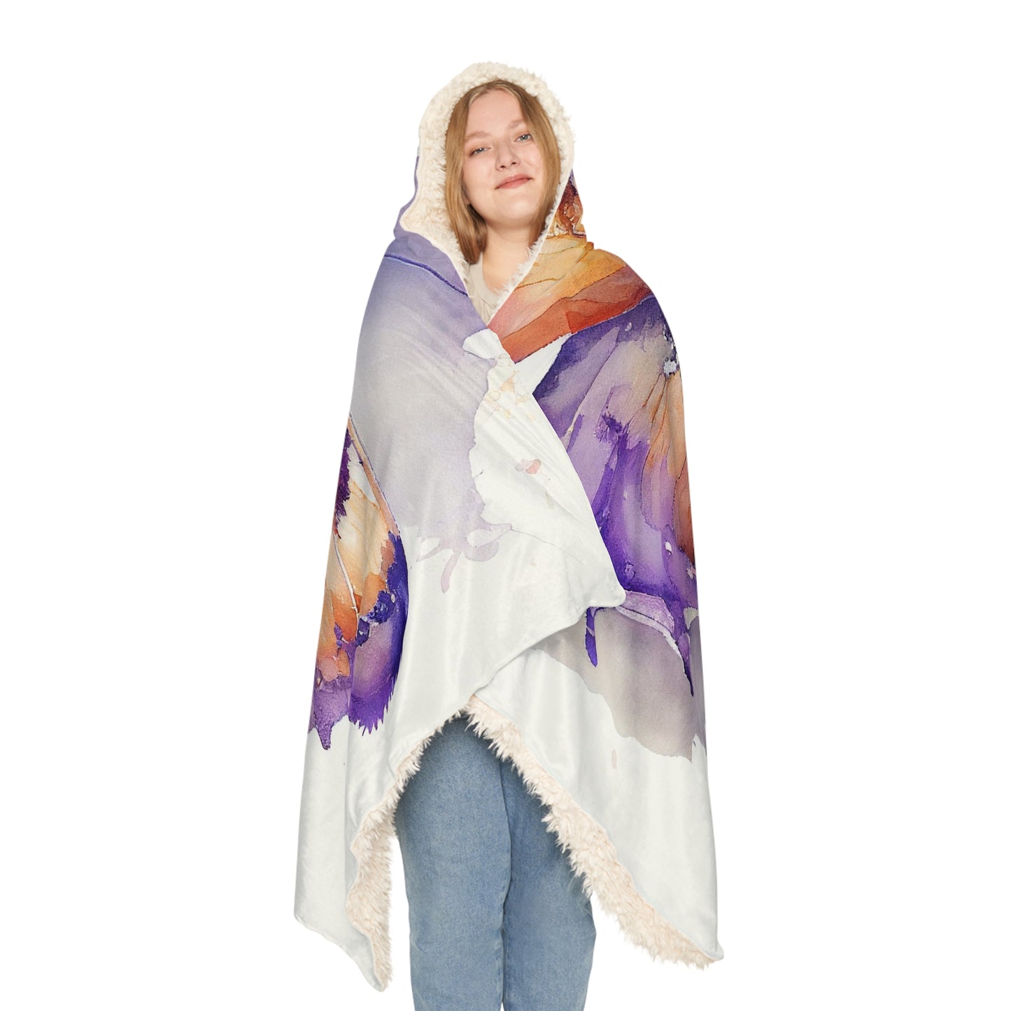 Snuggle Hooded Blanket MerlinRose Watercolor Butterfly 2