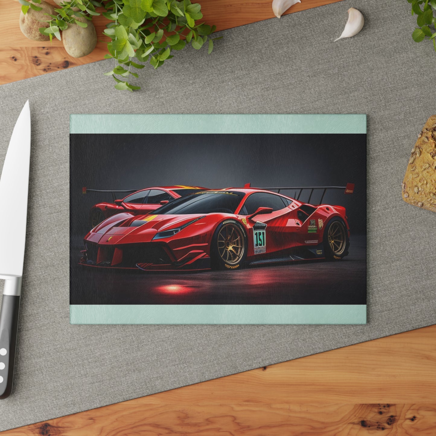 Glass Cutting Board Ferrari Red 2