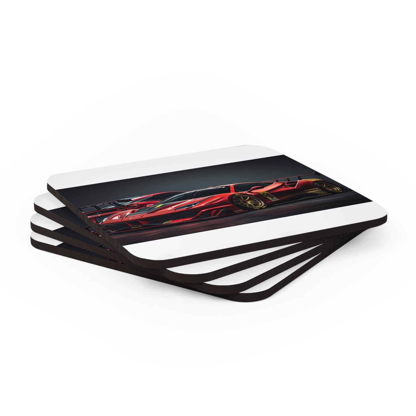 Corkwood Coaster Set Ferrari Red 3