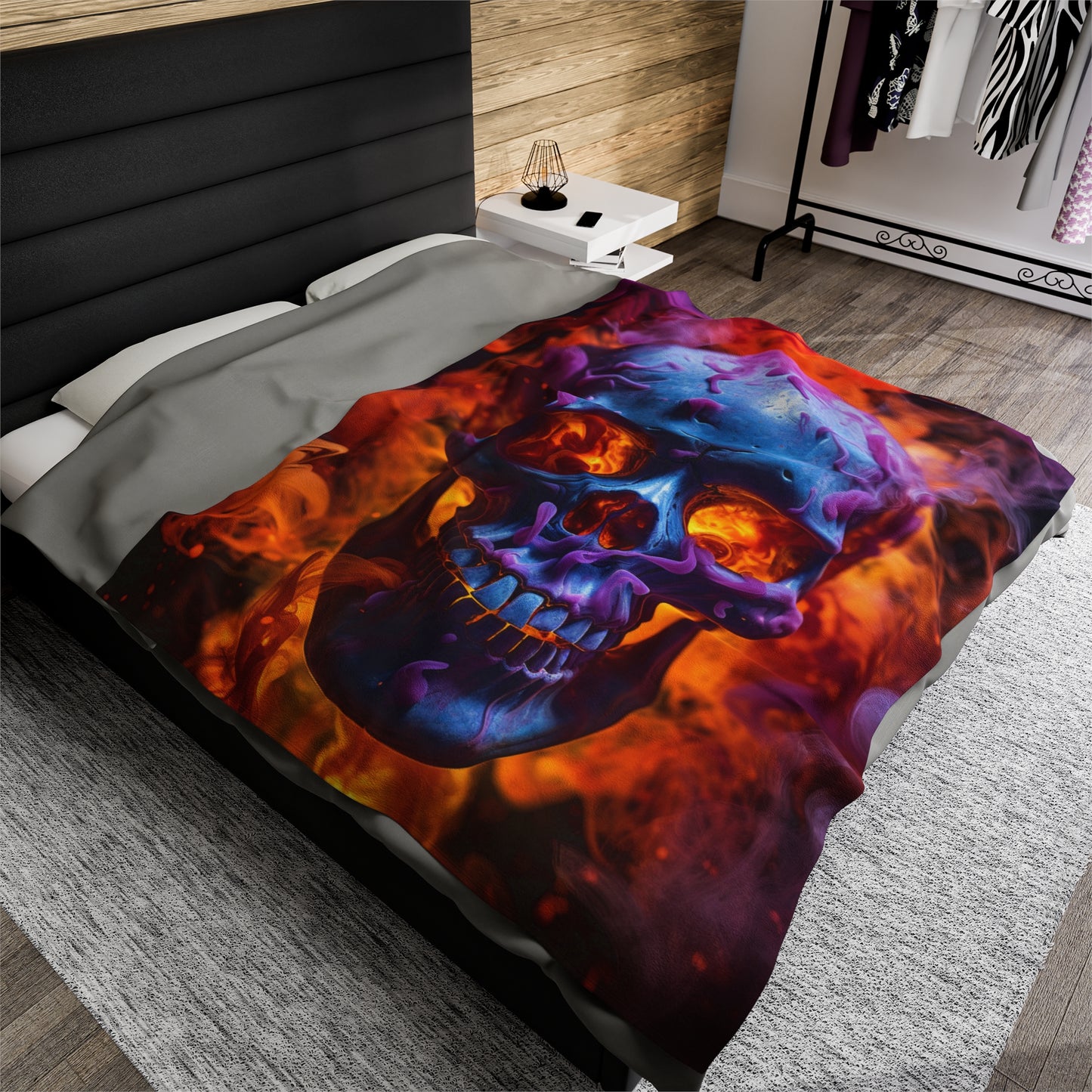 Velveteen Plush Blanket Macro Skull 3