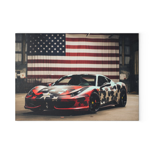 Glass Cutting Board American Flag Farrari 1