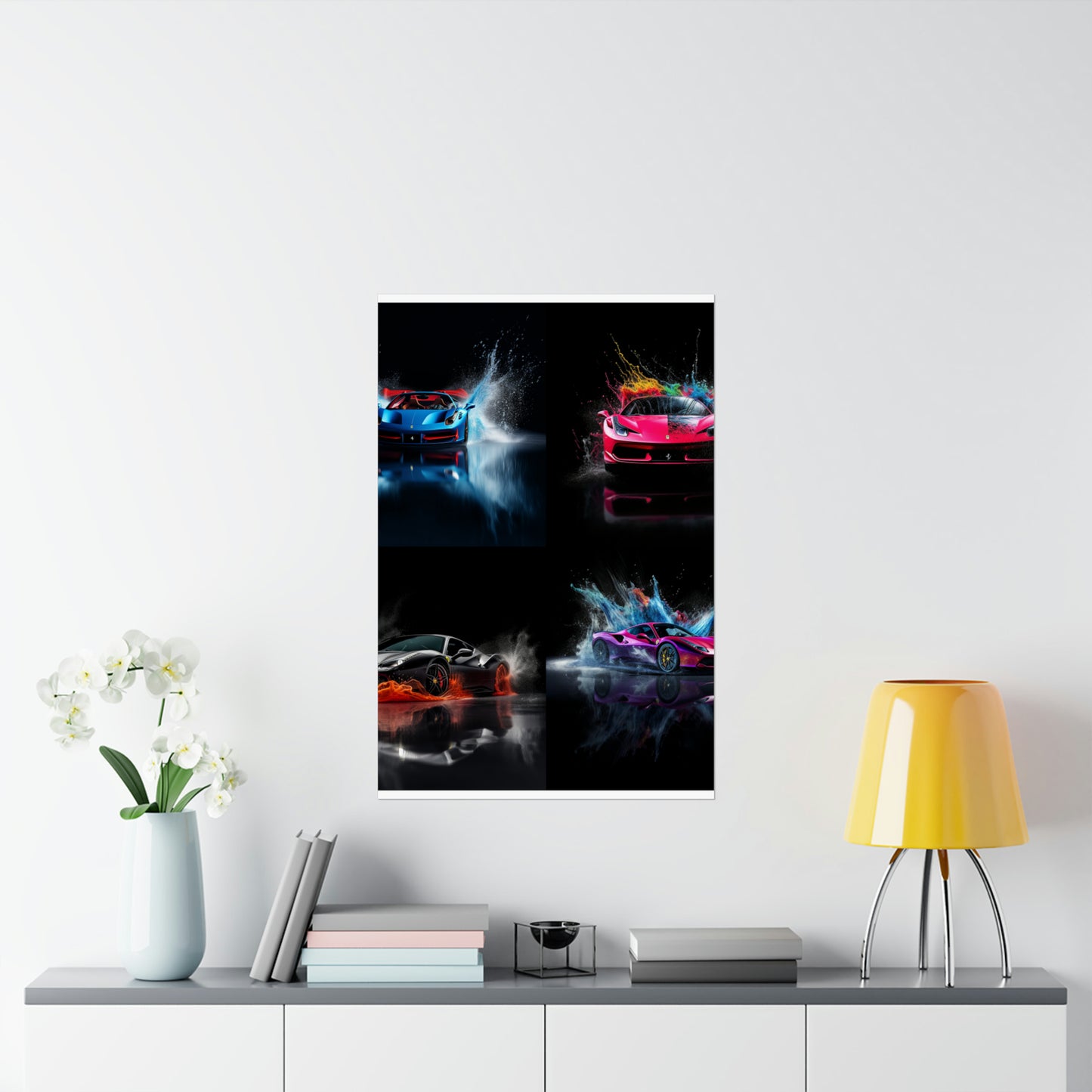 Premium Matte Vertical Posters Ferrari Water Splash 5