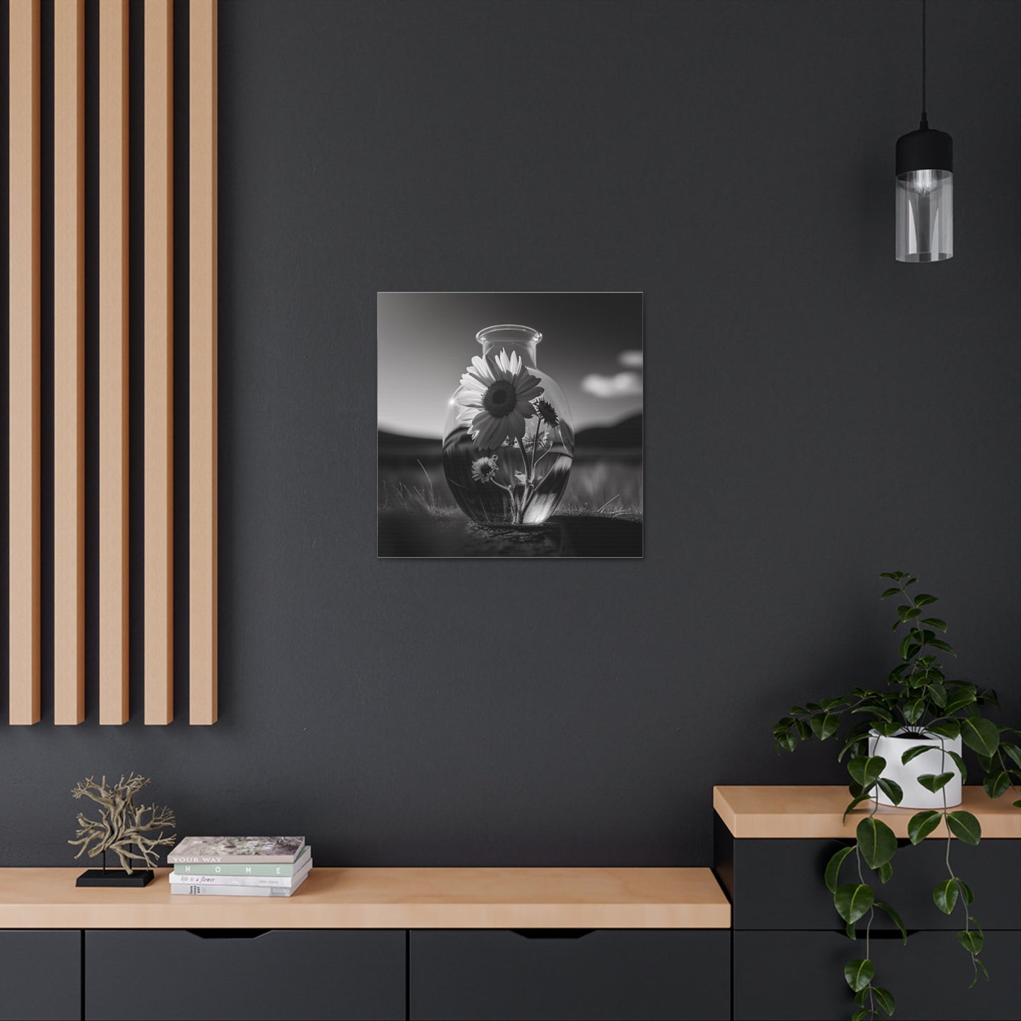 Canvas Gallery Wraps Yellw Sunflower in a vase 4