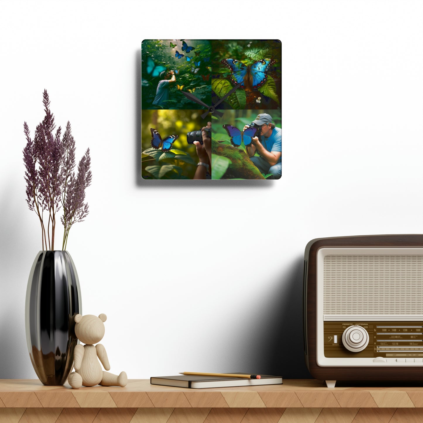 Acrylic Wall Clock Jungle Butterfly 5