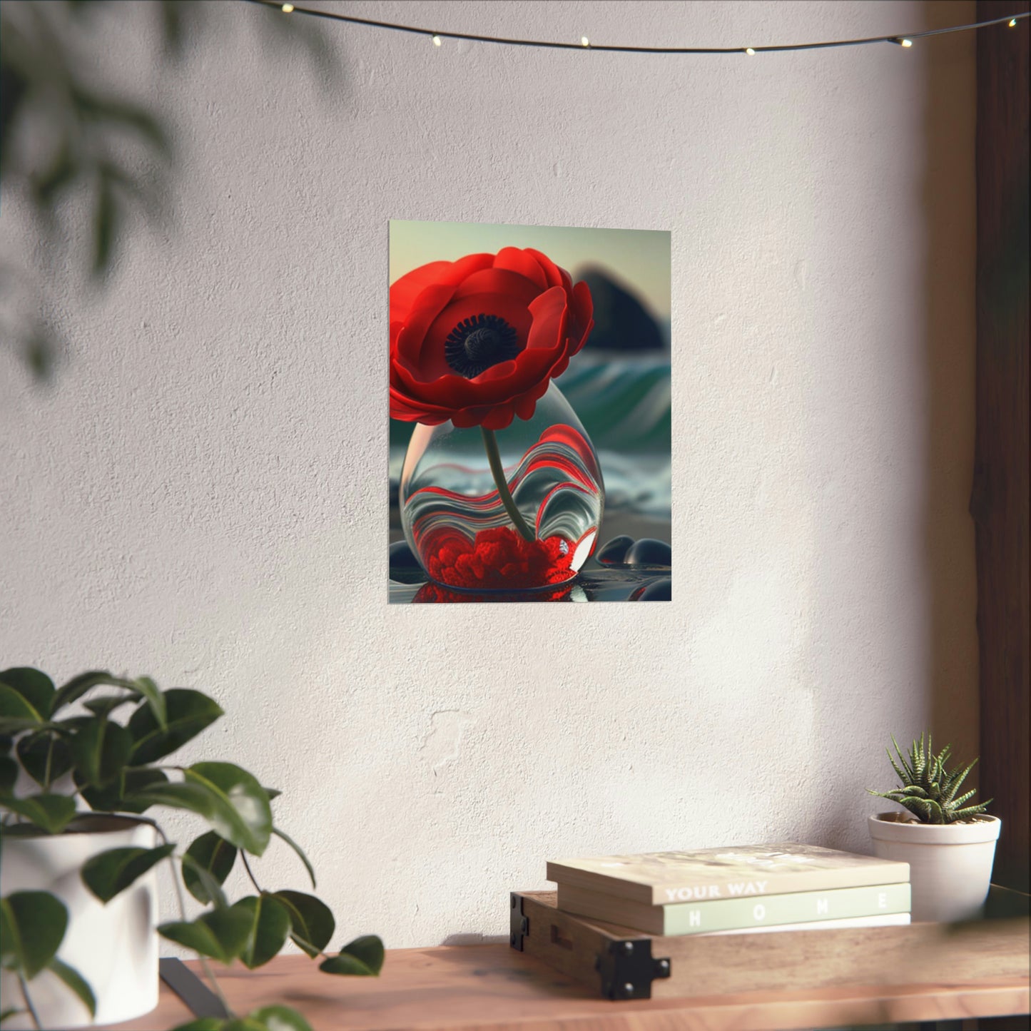 Premium Matte Vertical Posters Red Anemone in a Vase 1