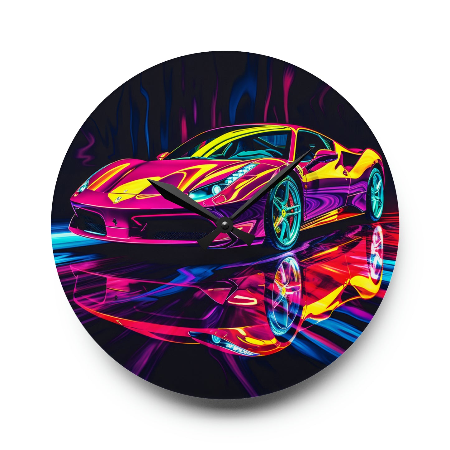 Acrylic Wall Clock Pink Ferrari Macro 2