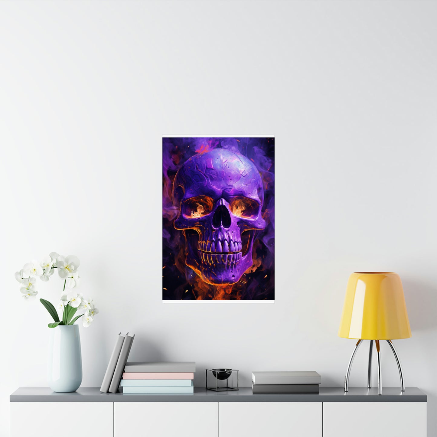 Premium Matte Vertical Posters Skull Flames 1