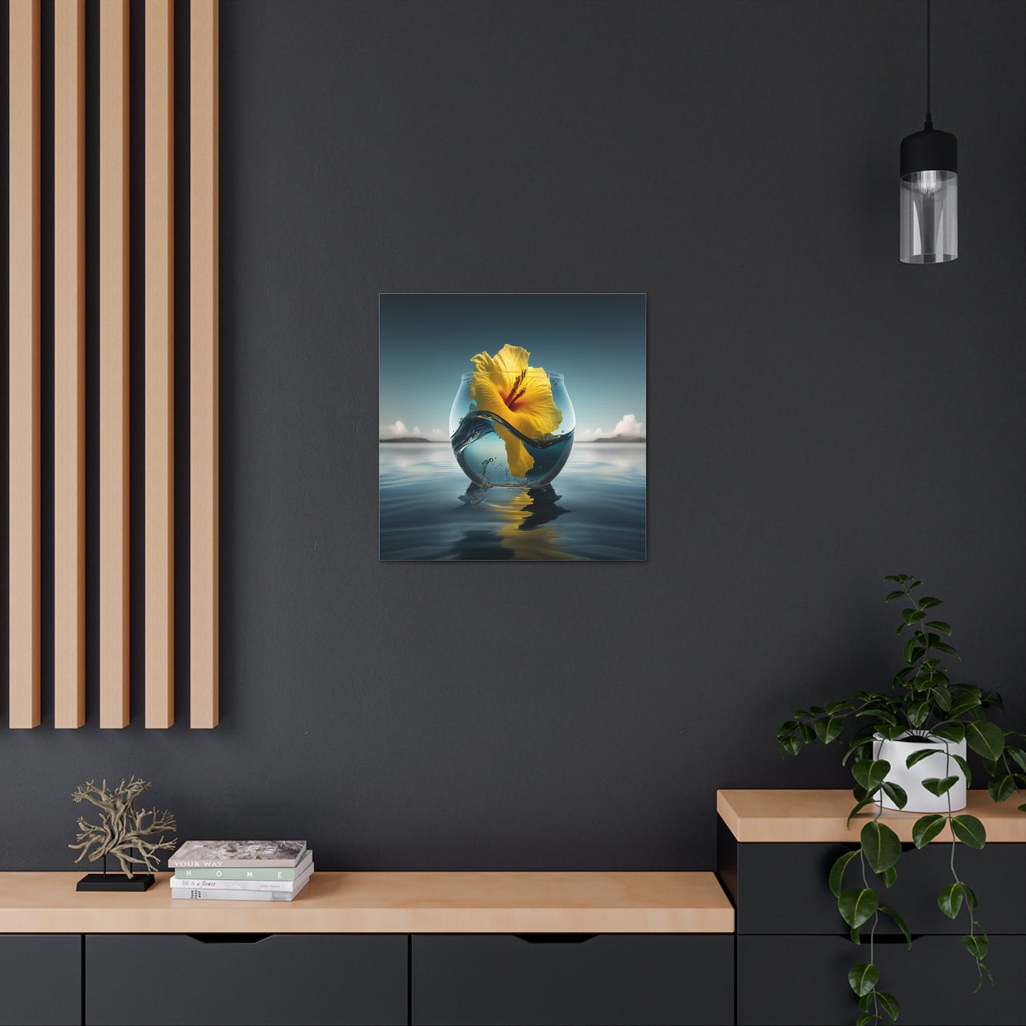 Canvas Gallery Wraps Yellow Hibiscus glass 4