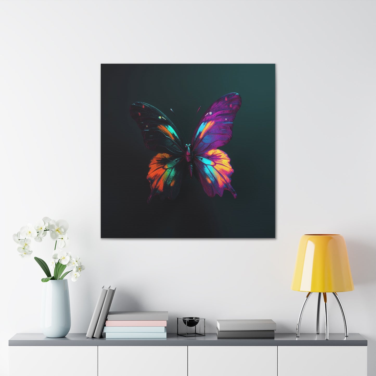 Canvas Gallery Wraps Hyper Colorful Butterfly Purple 3