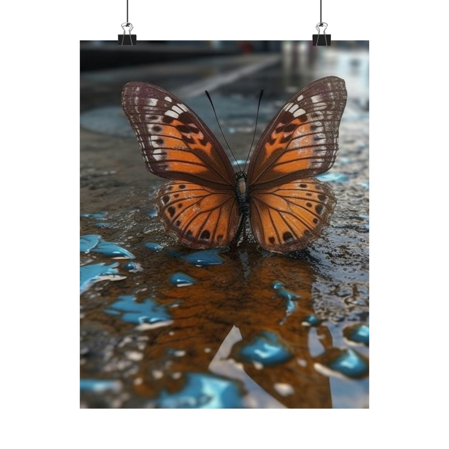 Premium Matte Vertical Posters Water Butterfly Street 2