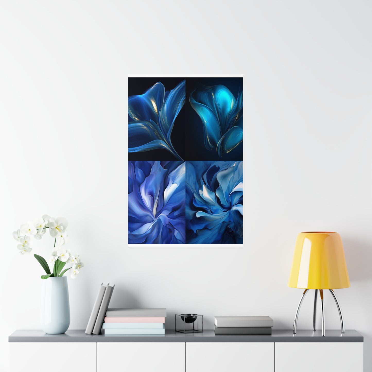 Premium Matte Vertical Posters Abstract Blue Tulip 5