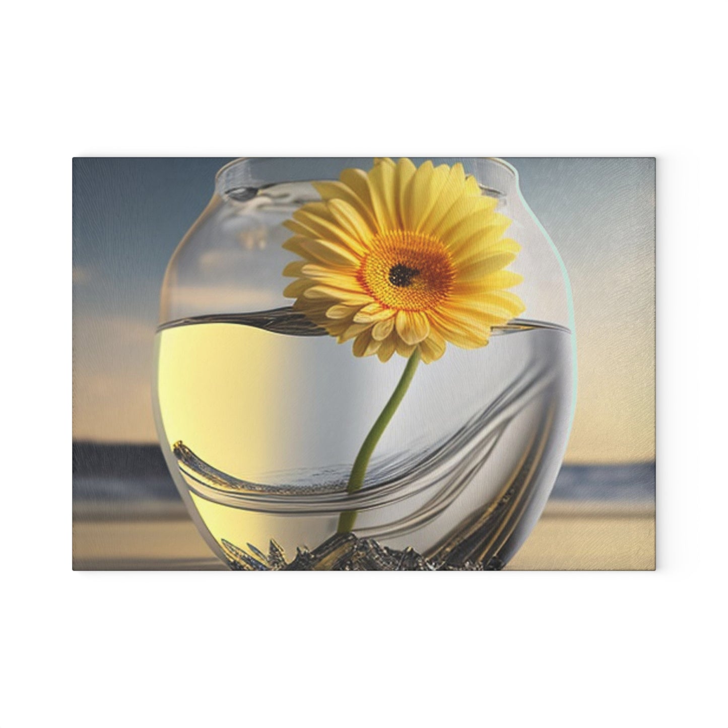 Glass Cutting Board yello Gerbera glass 1