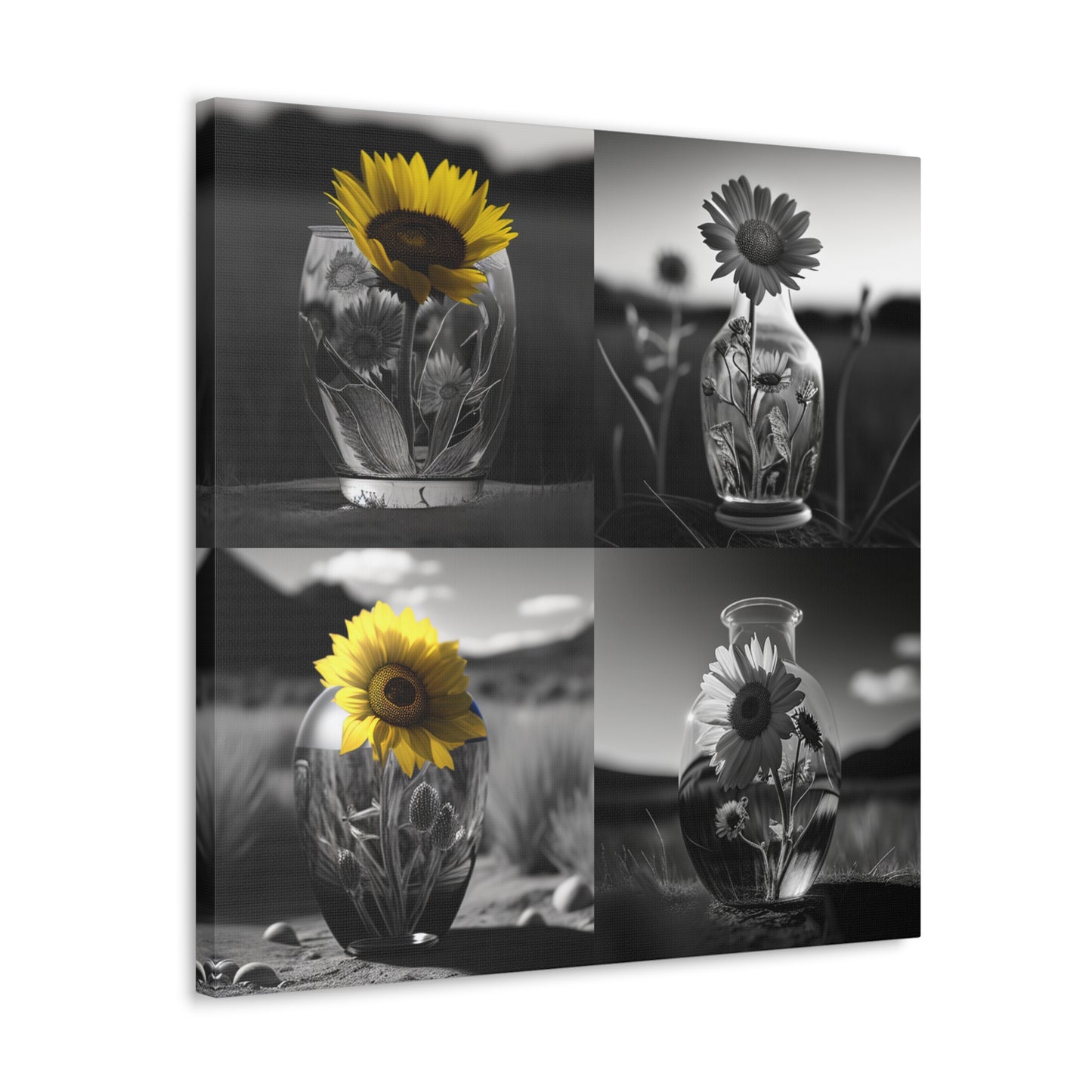 Canvas Gallery Wraps Yellw Sunflower in a vase 5