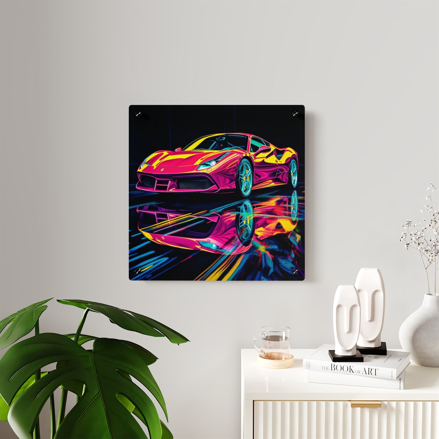 Acrylic Wall Art Panels Pink Ferrari Macro 1