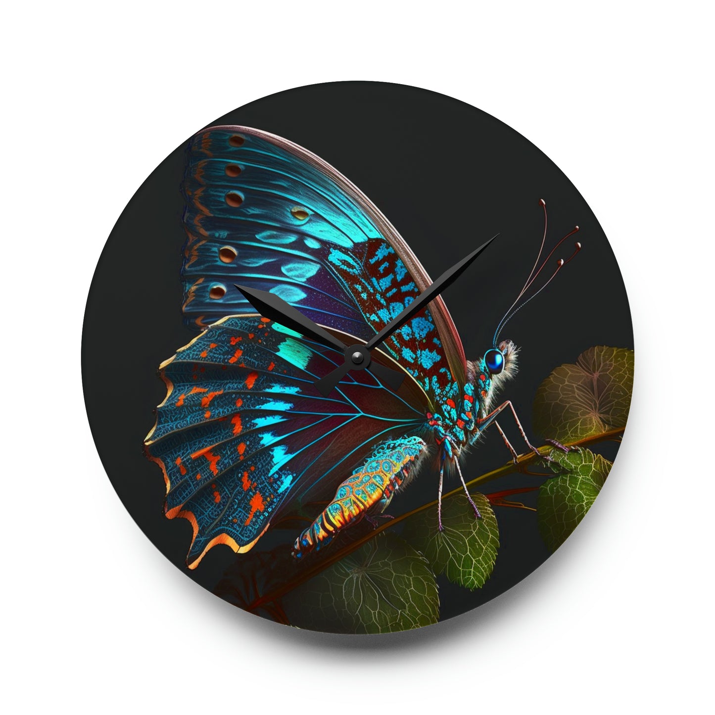 Acrylic Wall Clock Hue Neon Butterfly 2