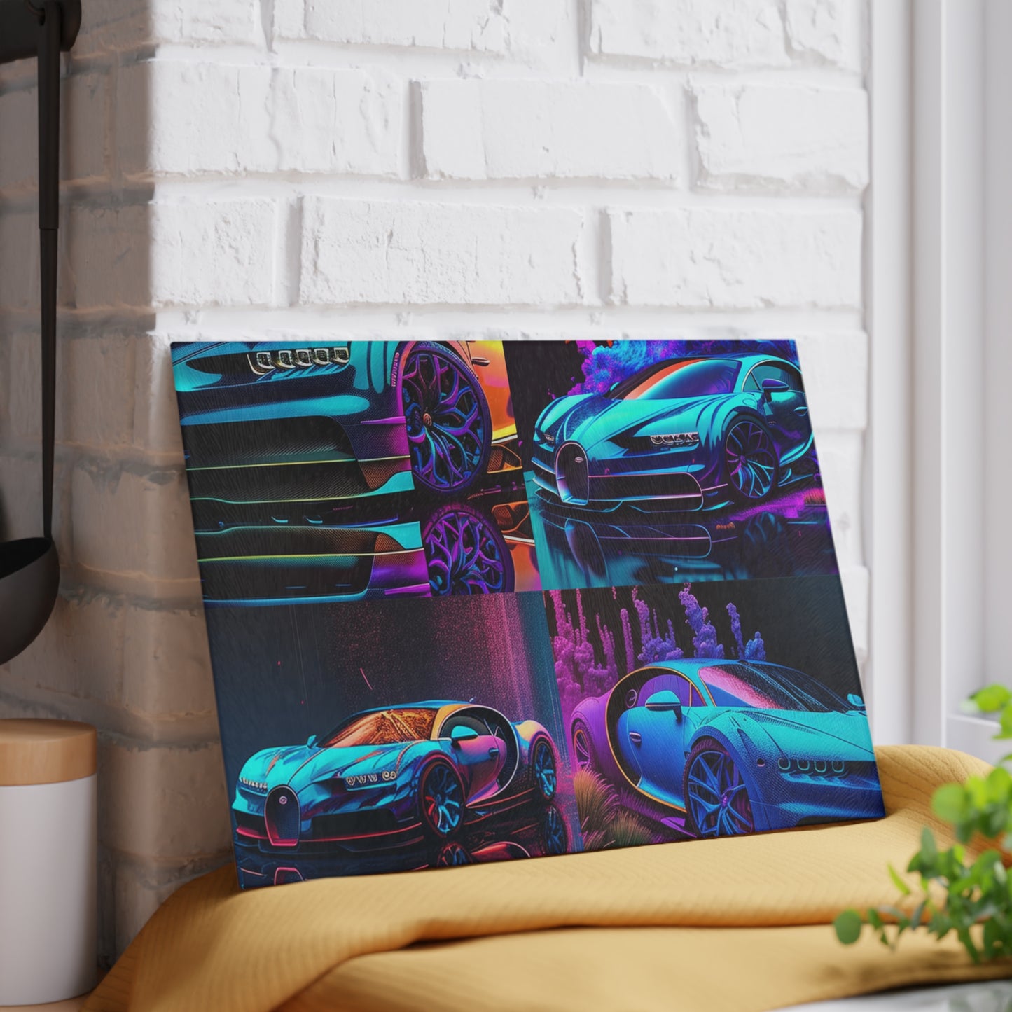 Glass Cutting Board Bugatti Neon Chiron 5