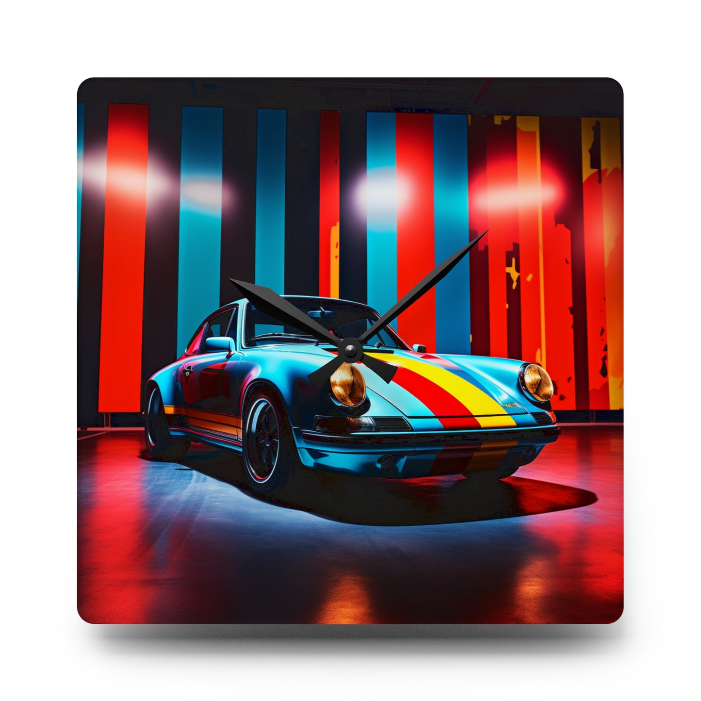 Acrylic Wall Clock Macro American Flag Porsche 3