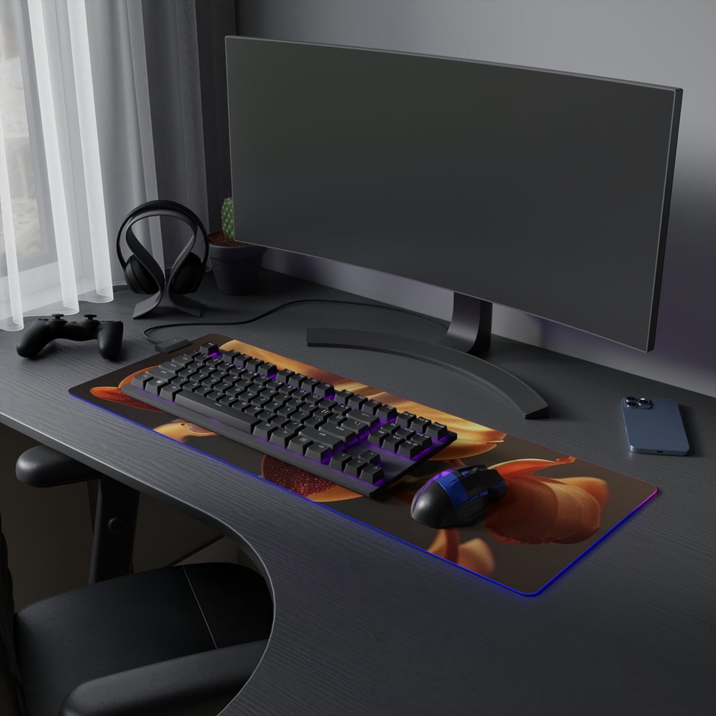 LED Gaming Mouse Pad Orange Orchid 1