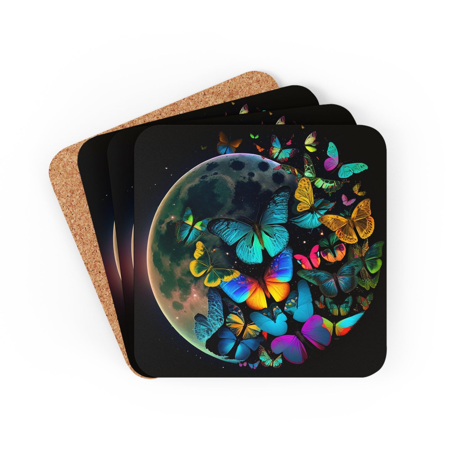 Corkwood Coaster Set Moon Butterfly 2