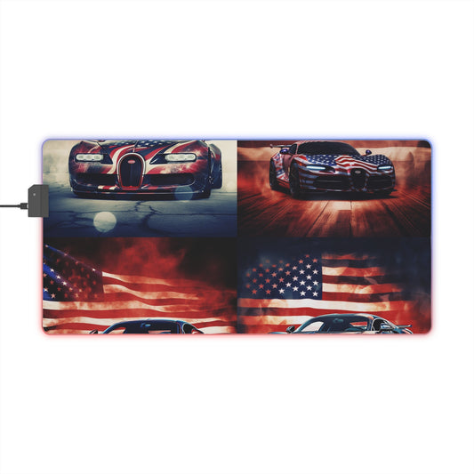 LED Gaming Mouse Pad Abstract American Flag Background Bugatti 5