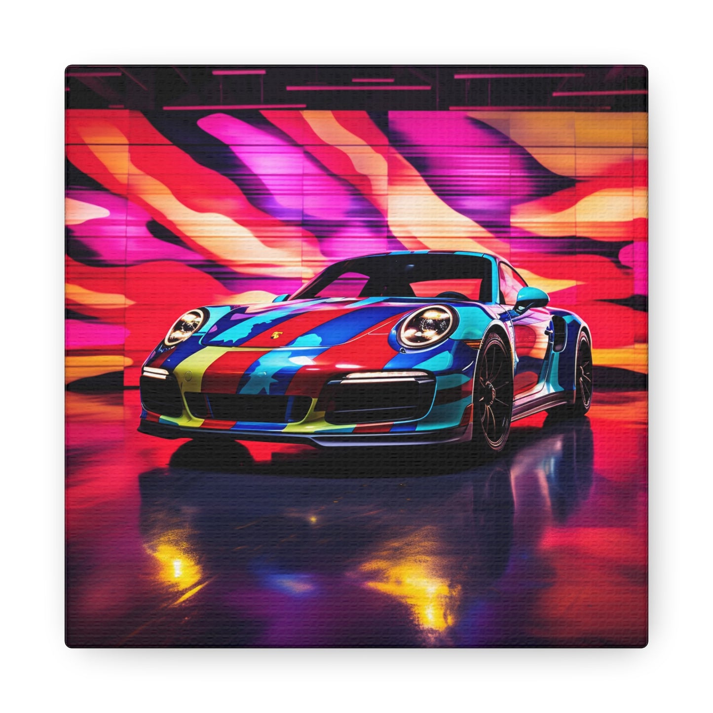 Canvas Gallery Wraps Macro American Flag Porsche 1