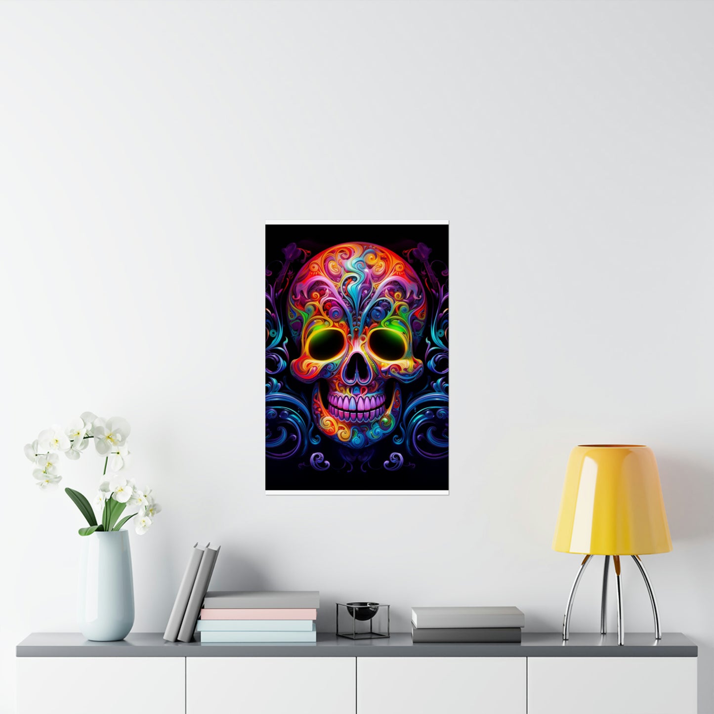 Premium Matte Vertical Posters Macro Skull Color 2