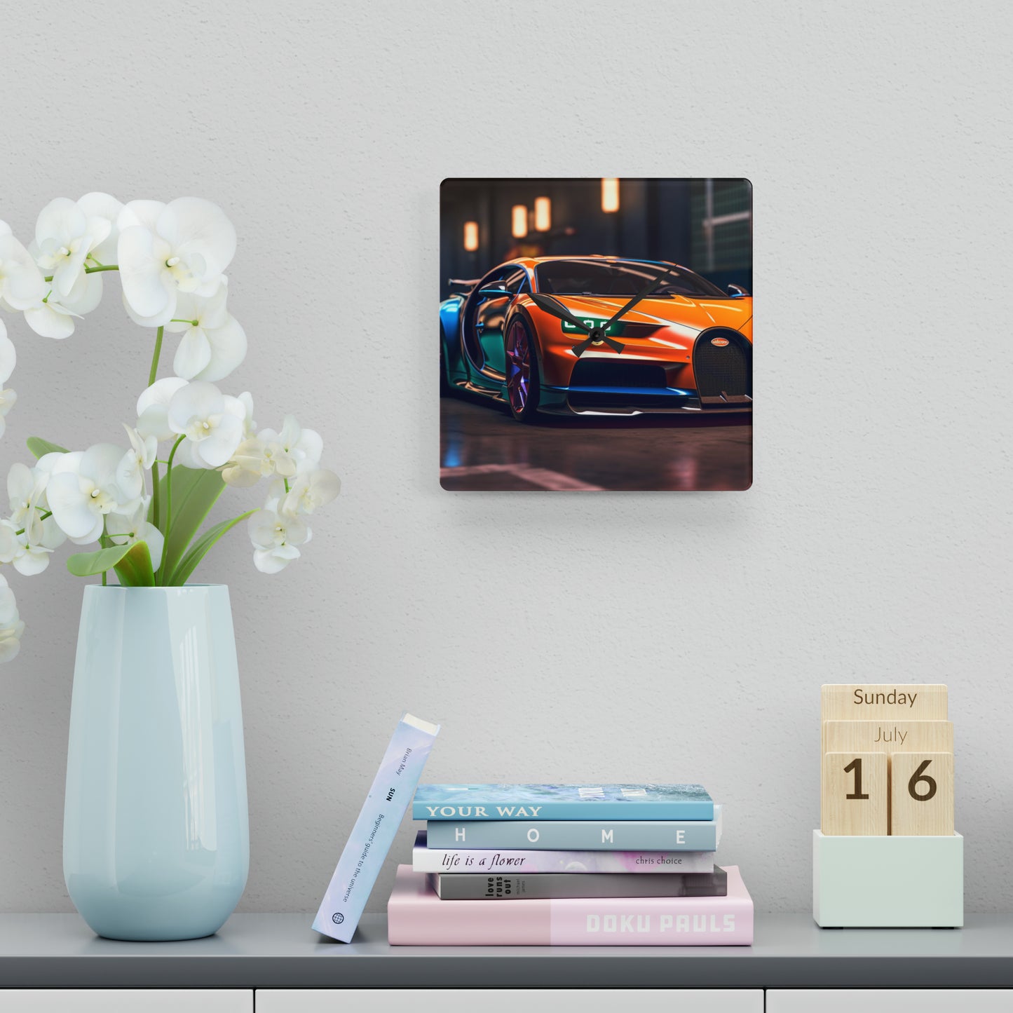 Acrylic Wall Clock Hyper Bugatti Neon Chiron 1